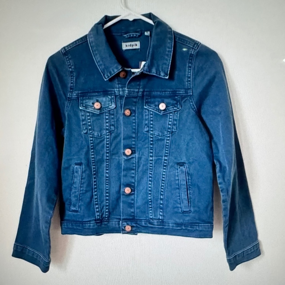NWT KidPik Garment Dyed Blue Denim Jean Jacket Size XL 14 School Coat Boy Girl